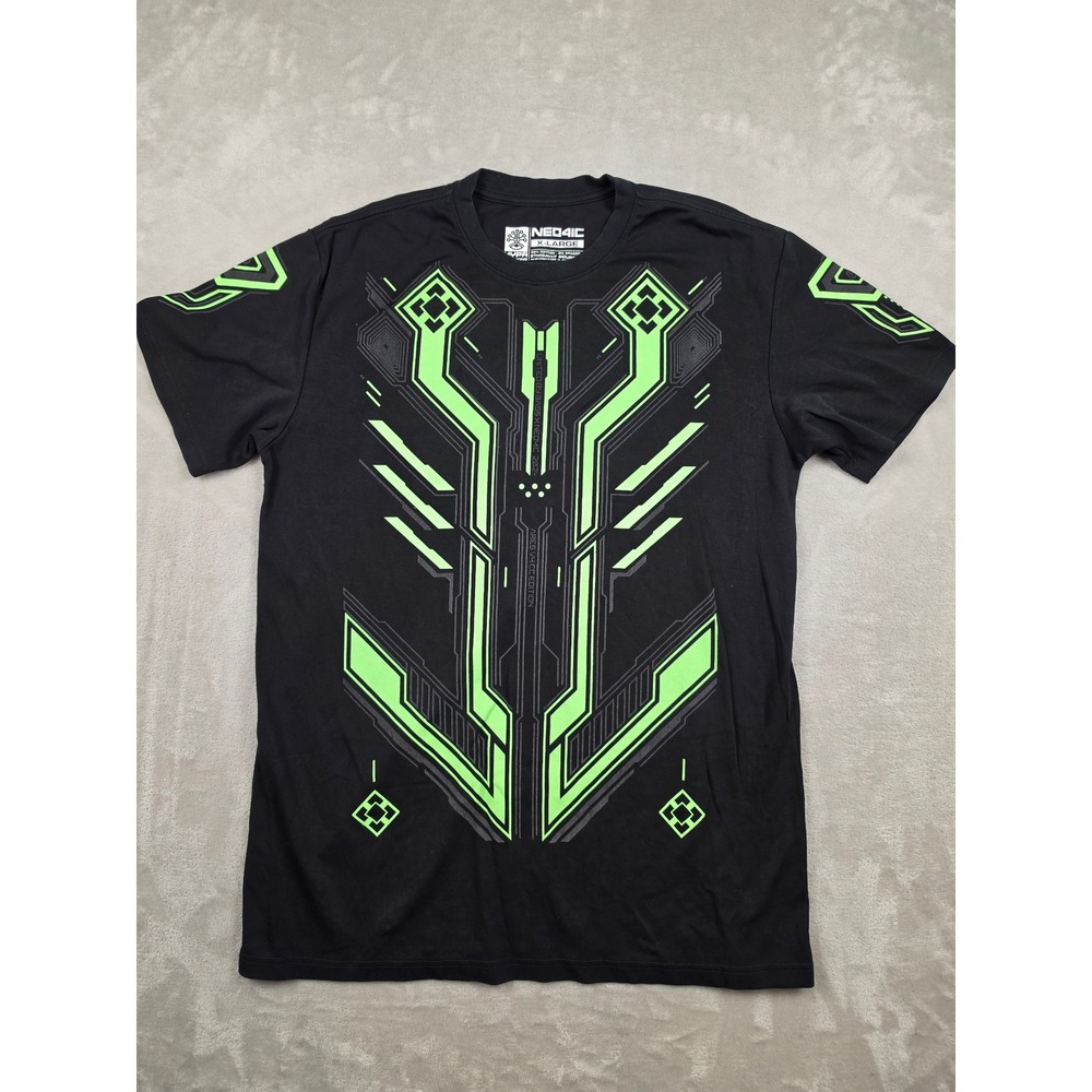 NEO4IC T-Shirt Mens XL Black Neon Green Cyberpunk Graphic Ares V4 CC Edition
